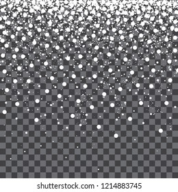 Falling snowflakes, isolated on transparent background, vector illustration.