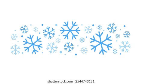 Copos de nieve cayendo aislados sobre fondo blanco. Navidades Snowflake winter. Clima de nevadas. Ilustración vectorial.