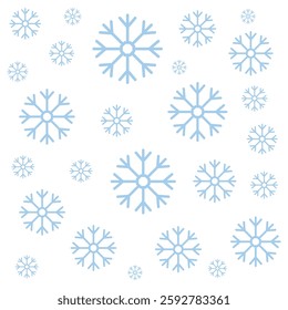 Falling snowflakes isolated on white background.