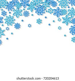 Falling snowflakes isolated on white background. Art vector illustration.