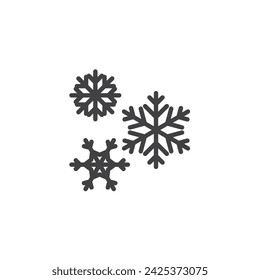 Falling snowflakes line icon. linear style sign for mobile concept and web design. Snowflakes outline vector icon. Snowfall symbol, logo illustration. Vector graphics