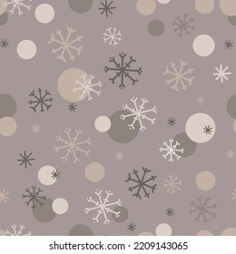 Caer copos de nieve en la ilustración de un vector de fondo beige.Patrón sin inconvenientes copo de nieve.Diseñar la textura de invierno para impresiones, papel pintado, papel envolvente, tela.Repetir los copos de nieve.