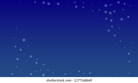 Falling Snowflakes on a Blue Background. Element of Design with Snow for a Postcard, Invitation Card, Banner, Flyer.  Vector 

