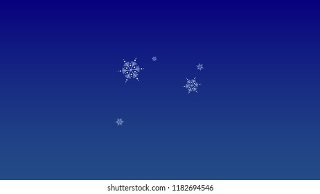 Falling Snowflakes on a Blue Background. Element of Design with Snow for a Postcard, Invitation Card, Banner, Flyer.  Vector 

