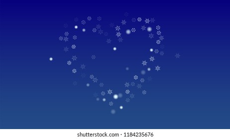 Falling Snowflakes on a Blue Background. Element of Design with Snow for a Postcard, Invitation Card, Banner, Flyer.  Vector Snowflakes Christmas Background

