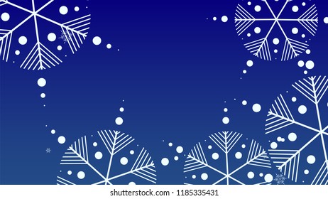 Falling Snowflakes on a Blue Background. Element of Design with Snow for a Postcard, Invitation Card, Banner, Flyer.  Vector Snowflakes Christmas Background


