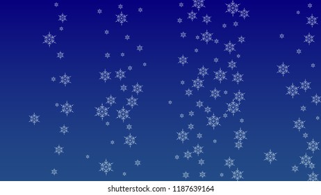 Falling Snowflakes on a Blue Background. Element of Design with Snow for a Postcard, Invitation Card, Banner, Flyer.  Vector 

