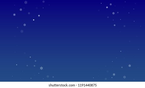 Falling Snowflakes on a Blue Background. Element of Design with Snow for a Postcard, Invitation Card, Banner, Flyer.  Vector Snowflakes Christmas Background

