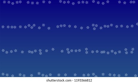Falling Snowflakes on a Blue Background. Element of Design with Snow for a Postcard, Invitation Card, Banner, Flyer.  Vector 

