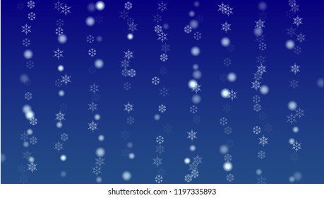 Falling Snowflakes on a Blue Background. Element of Design with Snow for a Postcard, Invitation Card, Banner, Flyer.  Vector Snowflakes Christmas Background

