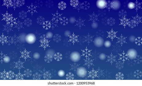 Falling Snowflakes on a Blue Background. Element of Design with Snow for a Postcard, Invitation Card, Banner, Flyer.  Vector Snowflakes Christmas Background

