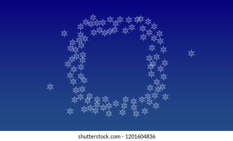 Falling Snowflakes on a Blue Background. Element of Design with Snow for a Postcard, Invitation Card, Banner, Flyer.  Vector Snowflakes Christmas Background

