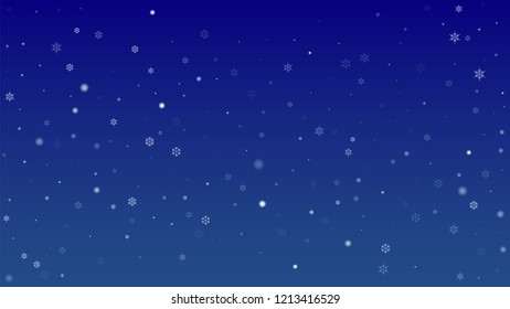 Falling Snowflakes on a Blue Background. Element of Design with Snow for a Postcard, Invitation Card, Banner, Flyer.  Vector Snowflakes Christmas Background

