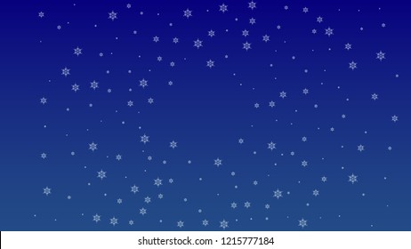 Falling Snowflakes on a Blue Background. Element of Design with Snow for a Postcard, Invitation Card, Banner, Flyer.  Vector Snowflakes Christmas Background

