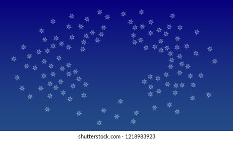 Falling Snowflakes on a Blue Background. Element of Design with Snow for a Postcard, Invitation Card, Banner, Flyer.  Vector 

