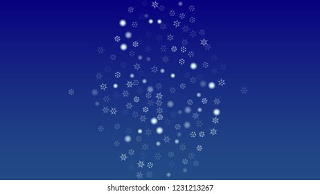 Falling Snowflakes on a Blue Background. Element of Design with Snow for a Postcard, Invitation Card, Banner, Flyer.  Vector Snowflakes Christmas Background

