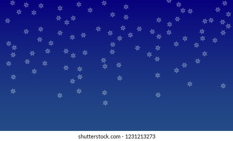 Falling Snowflakes on a Blue Background. Element of Design with Snow for a Postcard, Invitation Card, Banner, Flyer.  Vector 

