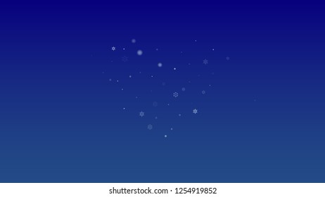 Falling Snowflakes on a Blue Background. Element of Design with Snow for a Postcard, Invitation Card, Banner, Flyer.  Vector 

