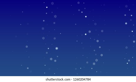 Falling Snowflakes on a Blue Background. Element of Design with Snow for a Postcard, Invitation Card, Banner, Flyer.  Vector 

