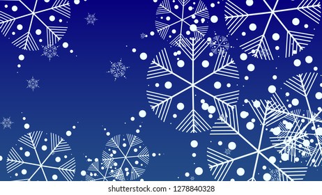 Falling Snowflakes on a Blue Background. Element of Design with Snow for a Postcard, Invitation Card, Banner, Flyer.  Vector 

