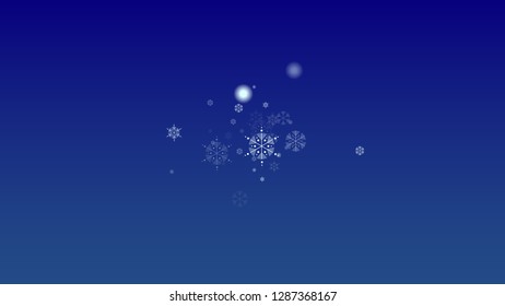 Falling Snowflakes on a Blue Background. Element of Design with Snow for a Postcard, Invitation Card, Banner, Flyer.  Vector 

