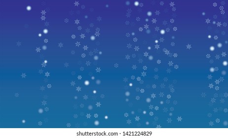 Falling Snowflakes on a Blue Background. Element of Design with Snow for a Postcard, Invitation Card, Banner, Flyer.  Vector 


