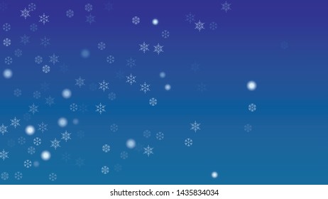 Falling Snowflakes on a Blue Background. Element of Design with Snow for a Postcard, Invitation Card, Banner, Flyer.  Vector Snowflakes Christmas Background

