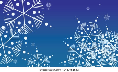 Falling Snowflakes on a Blue Background. Element of Design with Snow for a Postcard, Invitation Card, Banner, Flyer.  Vector Snowflakes Christmas Background

