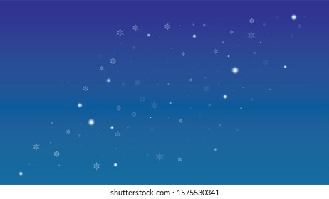 Falling Snowflakes on a Blue Background. Element of Design with Snow for a Postcard, Invitation Card, Banner, Flyer.  Vector 

