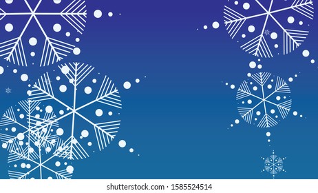 Falling Snowflakes on a Blue Background. Element of Design with Snow for a Postcard, Invitation Card, Banner, Flyer.  Vector 

