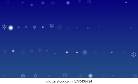 Falling Snowflakes on a Blue Background. Element of Design with Snow for a Postcard, Invitation Card, Banner, Flyer.  Vector Snowflakes Christmas Background

