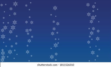 Caer copos de nieve en un fondo azul. Elemento de diseño con nieve para postal, tarjeta de invitación, cartel, volante.  Vector Snowflakes Fondo de Navidad

