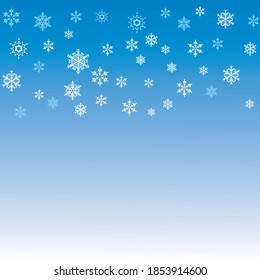 Falling snowflakes on a blue background