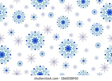 Falling Snowflakes on a Blue Background. Element of Design with Snow for a Postcard