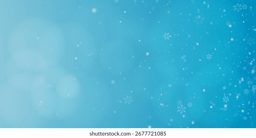 Falling snowflakes on blue background, winter overlay effect for festive design. Vector illustration