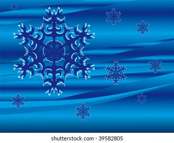 Falling snowflakes on a blue background. Vector illustration