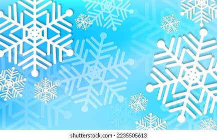 Fallende Schneeflocken auf blauem Hintergrund, Schneeschluss, Weihnachtshintergrund-Design. Vektorgrafik.