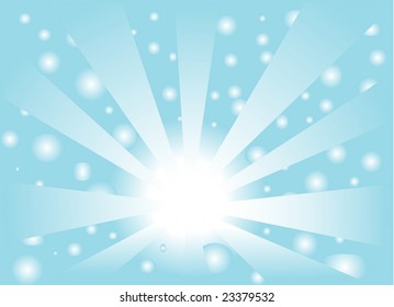 Falling snowflakes on the blue sky background