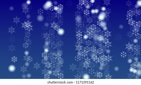 Falling Snowflakes on Christmas Background.  Element of Design with Snow for a Postcard, Invitation Card, Banner, Flyer.  Vector Falling Snowflakes on a  Winter Background
