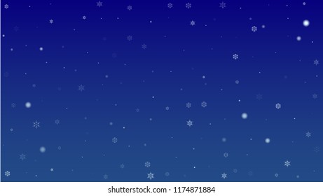 Falling Snowflakes on Christmas Background.  Element of Design with Snow for a Postcard, Invitation Card, Banner, Flyer.  Vector Falling Snowflakes on a  Winter Background

