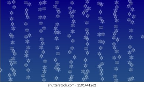 Falling Snowflakes on Christmas Background.  Element of Design with Snow for a Postcard, Invitation Card, Banner, Flyer.  Vector Falling Snowflakes on a Blue Winter Background
