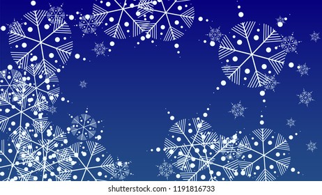 Falling Snowflakes on Christmas Background.  Element of Design with Snow for a Postcard, Invitation Card, Banner, Flyer.  Vector Falling Snowflakes on a  Winter Background
