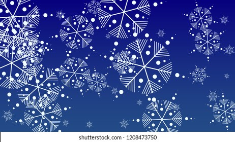 Falling Snowflakes on Christmas Background.  Element of Design with Snow for a Postcard, Invitation Card, Banner, Flyer.  Vector Falling Snowflakes on a  Winter Background
