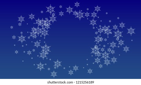 Falling Snowflakes on Christmas Background.  Element of Design with Snow for a Postcard, Invitation Card, Banner, Flyer.  Vector Falling Snowflakes on a  Winter Background
