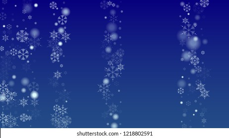 Falling Snowflakes on Christmas Background.  Element of Design with Snow for a Postcard, Invitation Card, Banner, Flyer.  Vector Falling Snowflakes on a  Winter Background
