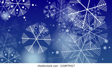 Falling Snowflakes on Christmas Background.  Element of Design with Snow for a Postcard, Invitation Card, Banner, Flyer.  Vector Falling Snowflakes on a  Winter Background
