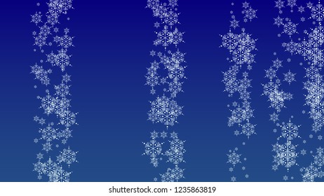 Falling Snowflakes on Christmas Background.  Element of Design with Snow for a Postcard, Invitation Card, Banner, Flyer.  Vector Falling Snowflakes on a  Winter Background
