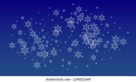 Falling Snowflakes on Christmas Background.  Element of Design with Snow for a Postcard, Invitation Card, Banner, Flyer.  Vector Falling Snowflakes on a  Winter Background
