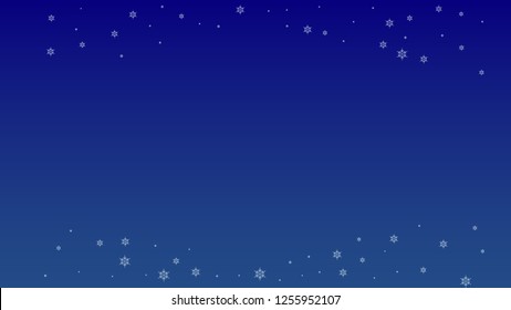 Falling Snowflakes on Christmas Background.  Element of Design with Snow for a Postcard, Invitation Card, Banner, Flyer.  Vector Falling Snowflakes on a Blue Winter Background
