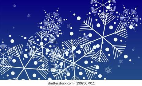 Falling Snowflakes on Christmas Background.  Element of Design with Snow for a Postcard, Invitation Card, Banner, Flyer.  Vector Falling Snowflakes on a  Winter Background
